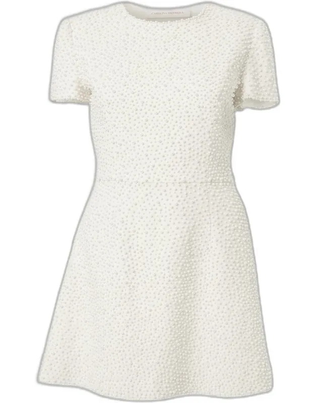 Pearly Embellished Mini Dress
