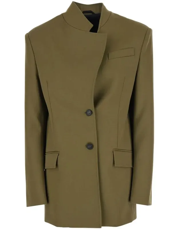 Jacket With Asymmetric Closure In Wool