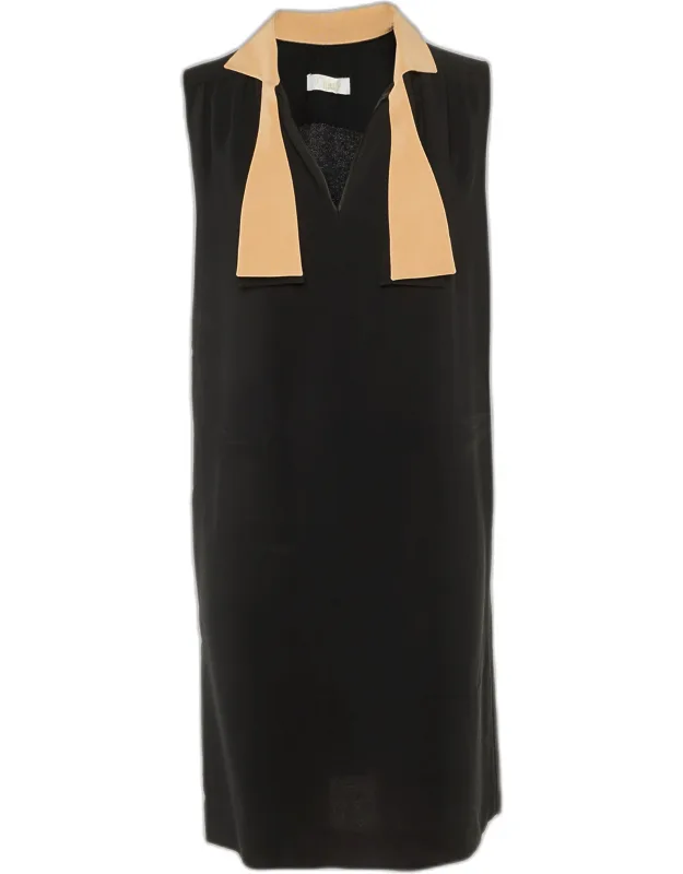 Crepe Neck Tie Detail Short Dress