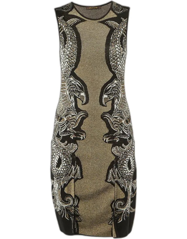 Eagle Patterned Lurex Knit Dress