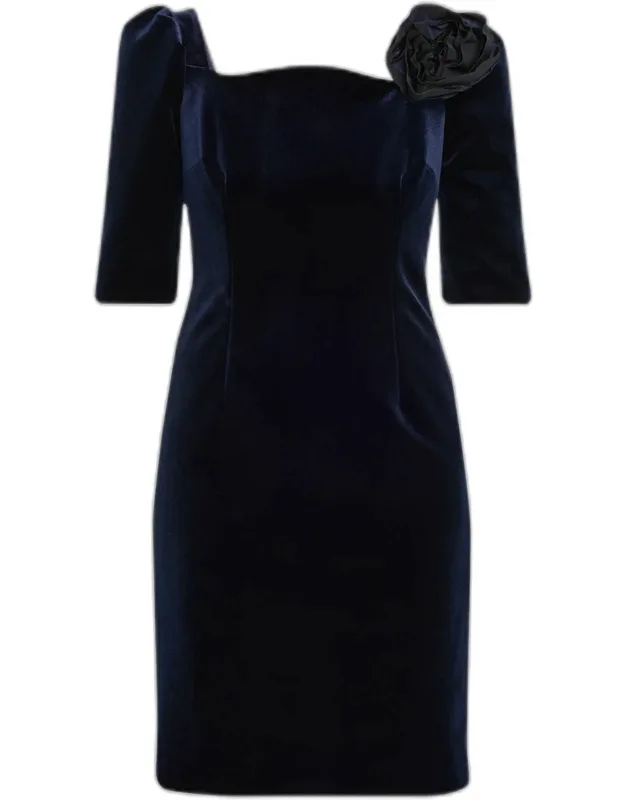 Floral Applique Velvet Dress