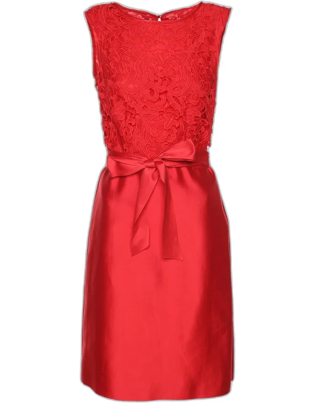 Floral Lace & Crepe Sleeveless Short Dress