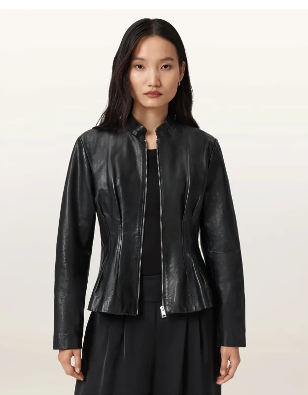 Clo Pleated Leather Jacket