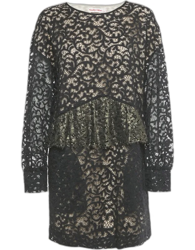Lace Frilled Short Dress
