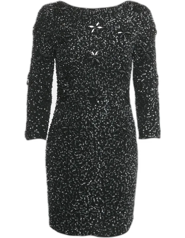 Embellished Crepe Mini Dress