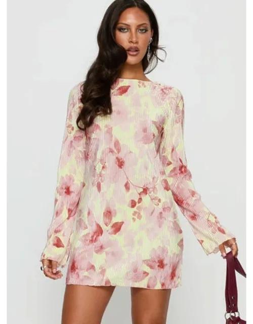 Odelie Long Sleeve Plisse Mini Dress Multi Floral