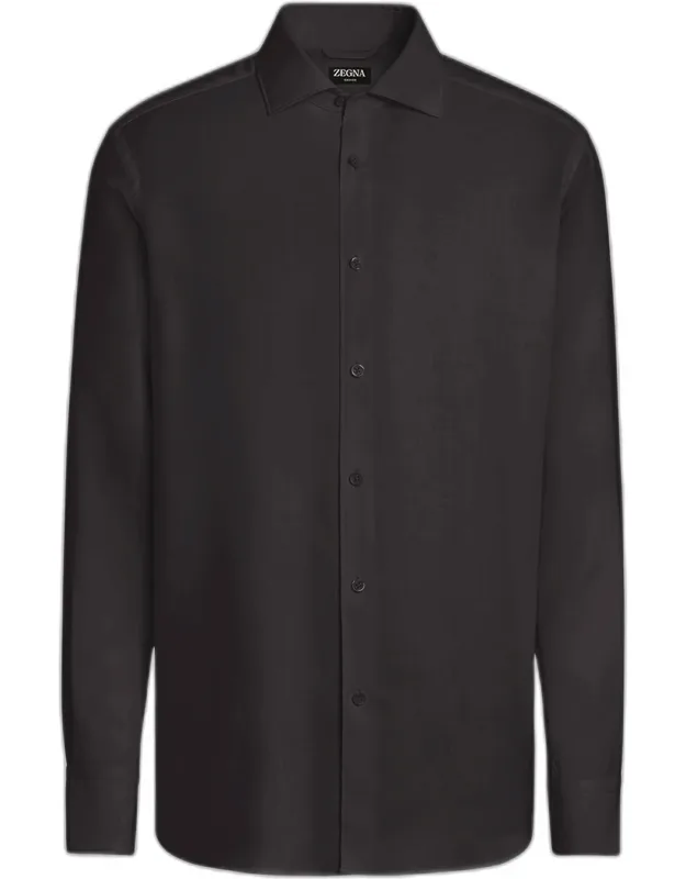 Cashmere And Cotton Solid Dress Shirt