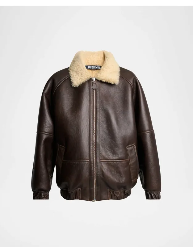 Leather And Shearling Bomber Jacket