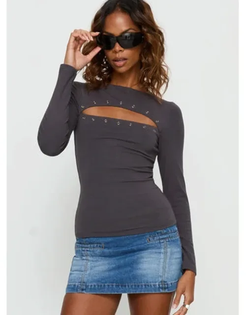 Izetta Eyelet Detail Long Sleeve Top