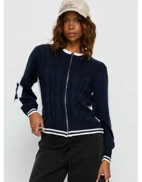 Cable Knit Zip Through Sweater