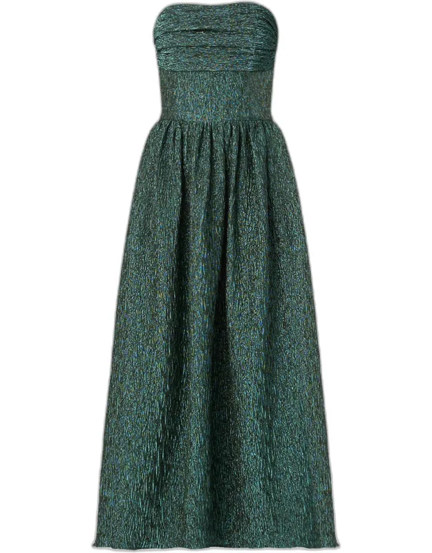 Lilla Strapless Metallic Jacquard Maxi Dress