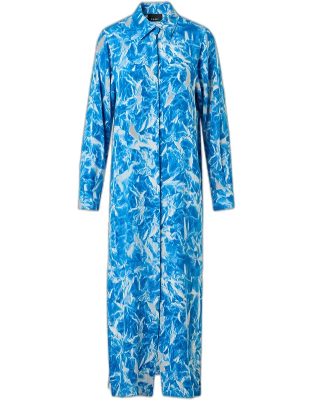 Print Silk Crepe Midi Shirtdress