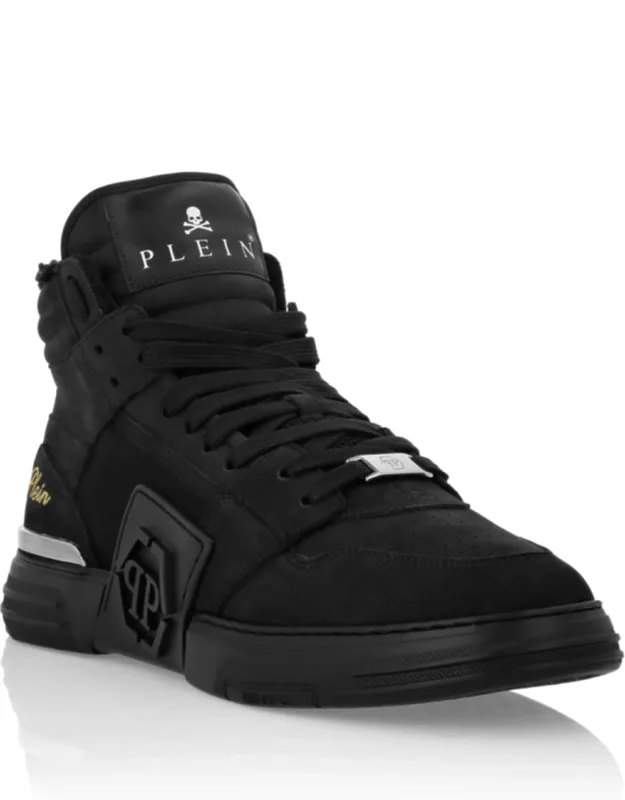 Suede & Shearling Mid Top Sneakers