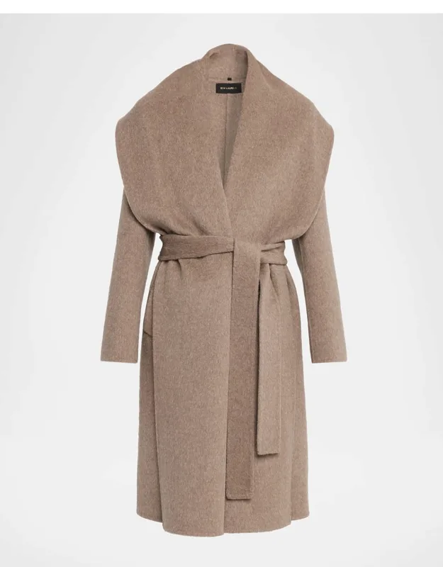 Shawl-collar Wrap Coat