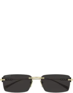 Eyewear Sunglasses Gold Gray Rectangle Metal