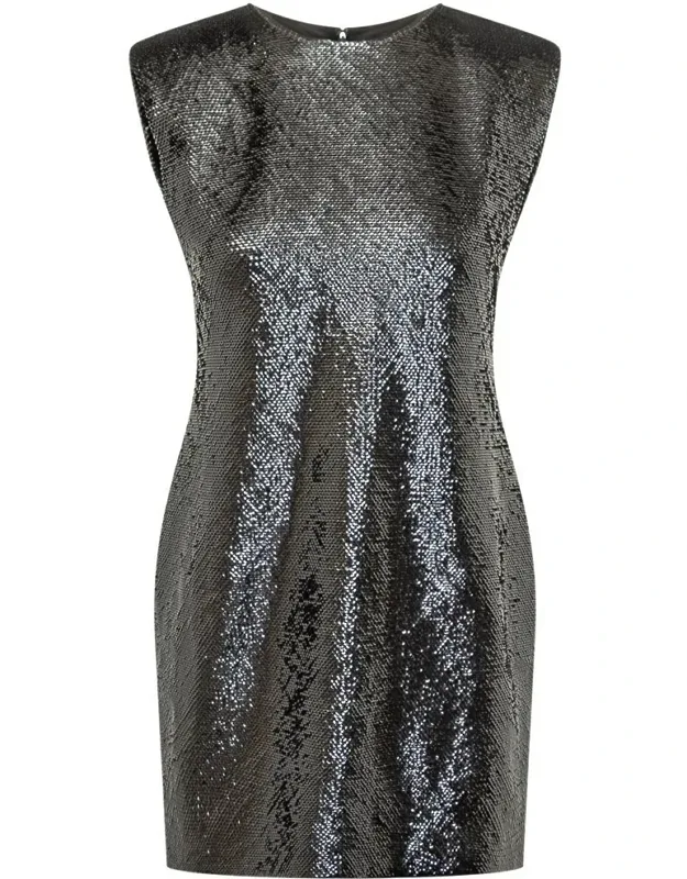 Short Dress In Silver Sequins
