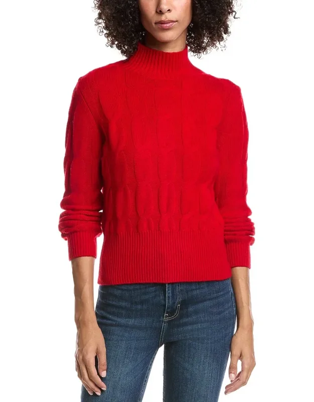 Cable Wool & Cashmere-blend Mock Neck Sweater