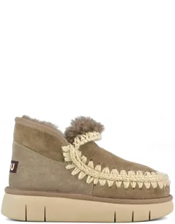 Boots With Genuine Double-face Sheepskin And Crocheted Wool Stitching
