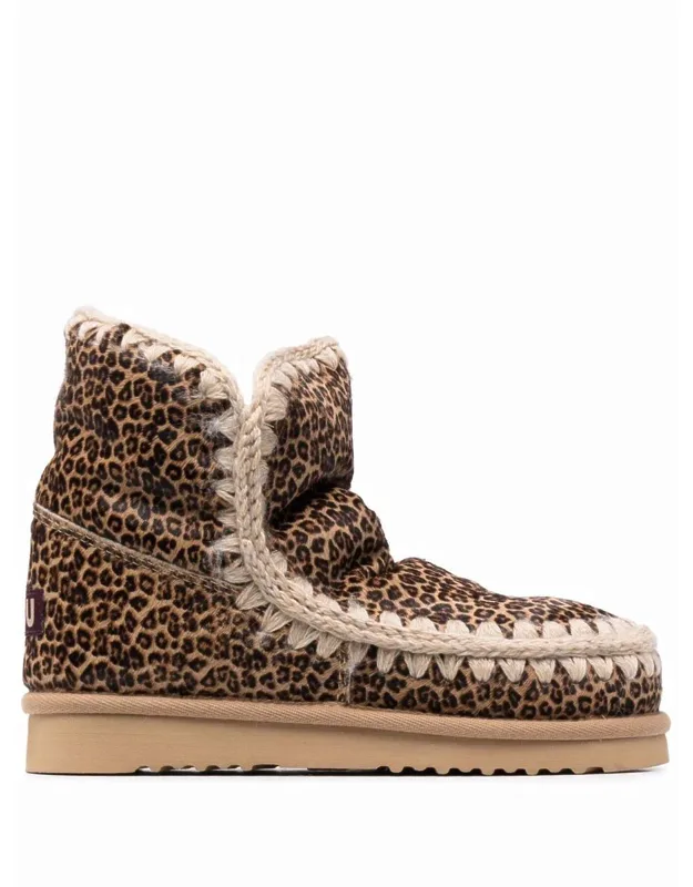 Mou Eskimo 18 Ponyskin With Crocheted Wool Stitching And Eva Rubber Outsole