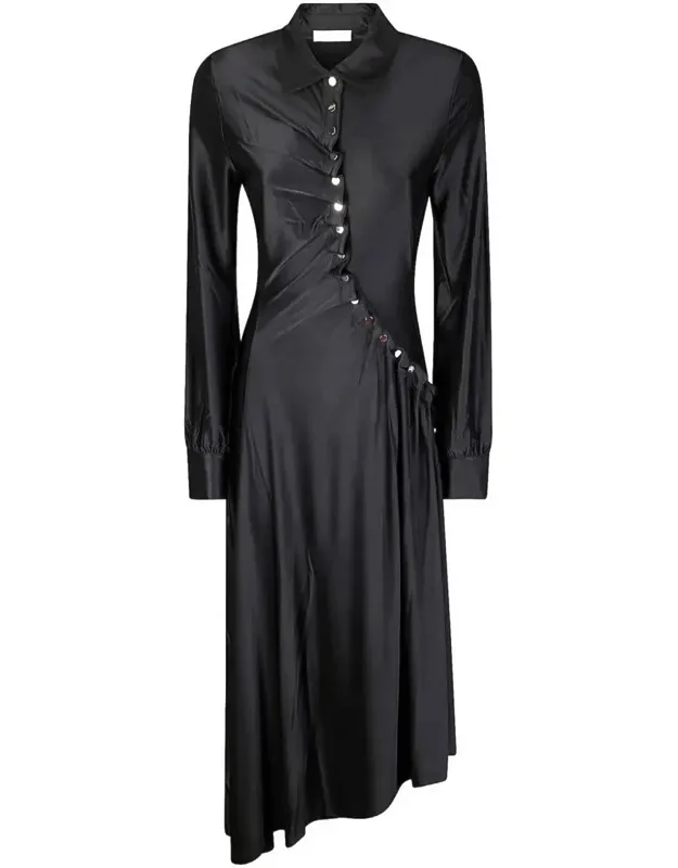 Dress With Asymmetrical Hem And Draped Details