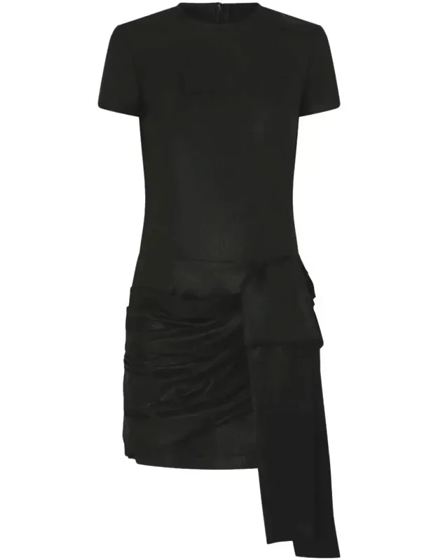 Dress With Knotted Sash And Draped Skirt
