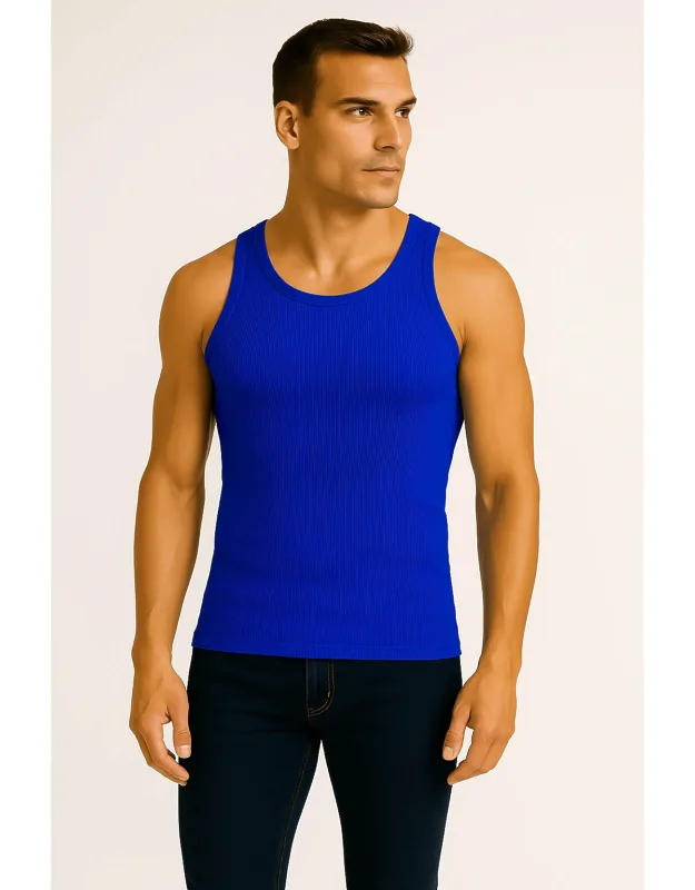 Galaxy By Harvic Heavyweight Ribbed Tank Top With A-line Neck Cut And Double Stitched Hem