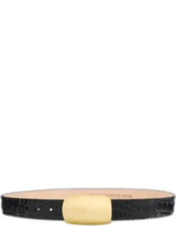 Croc-embossed Leather Belt