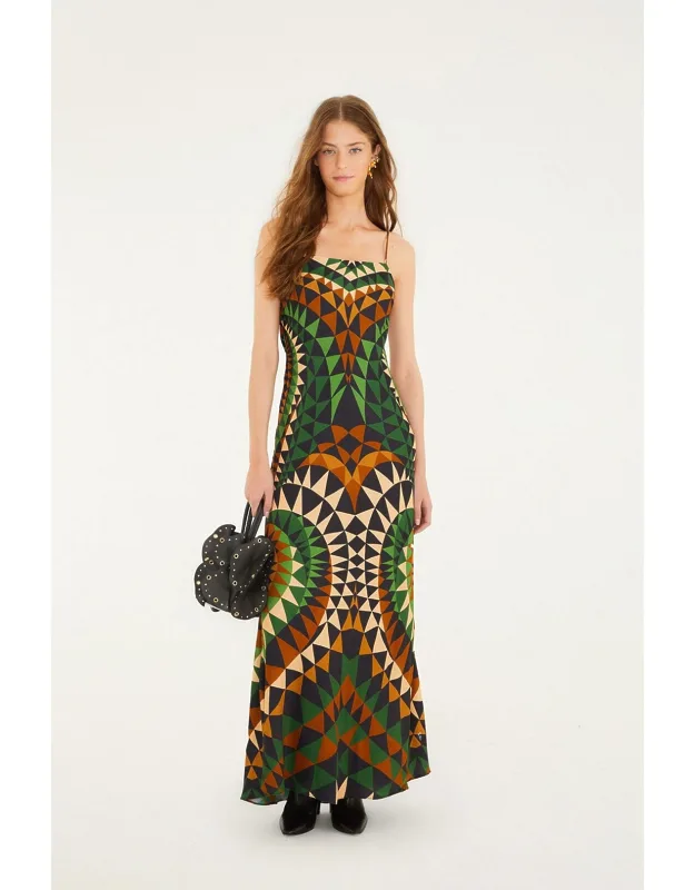 Multicolor Heart Deco Slip Maxi Dress