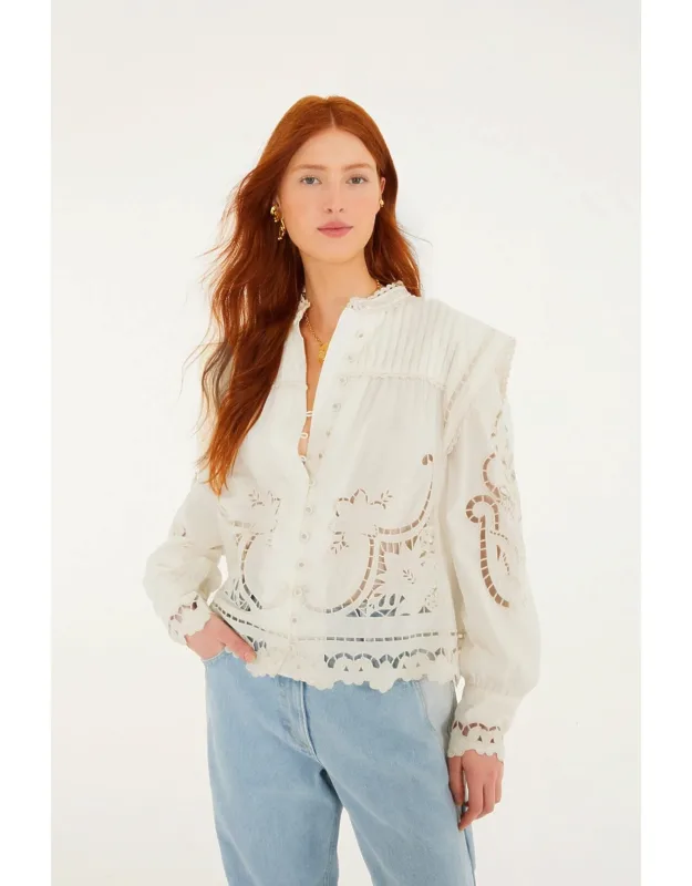 Richelieu Puff Sleeve Organic Cotton Blouse