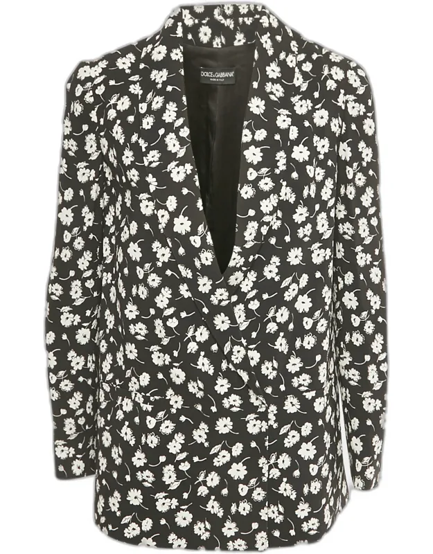 Cady Daisy Print Crepe Blazer