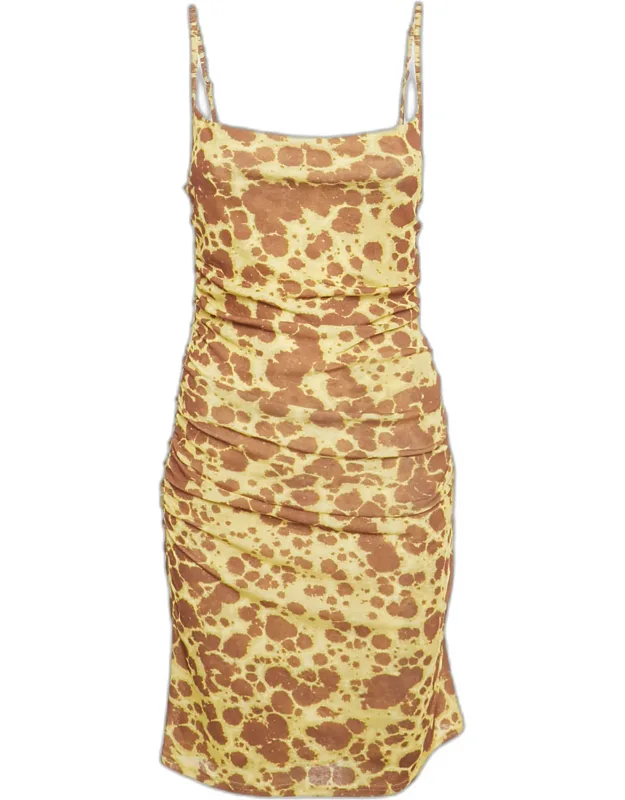 Printed Mesh Jersey Mini Dress