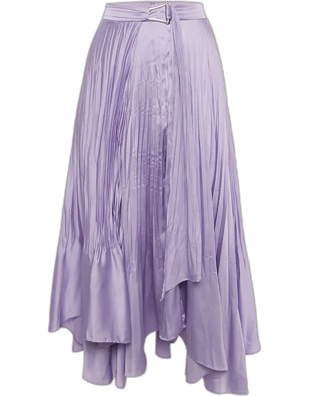 Plisse Buckle Detail Midi Skirt