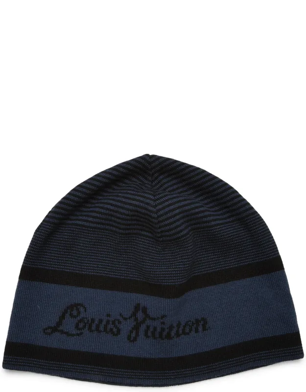 Wool Striped Logo Beanie