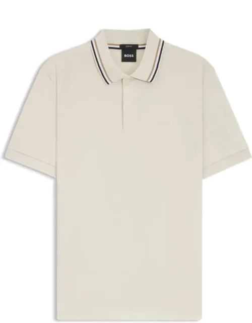 Striped-collar Slim-fit Polo Shirt In Cotton