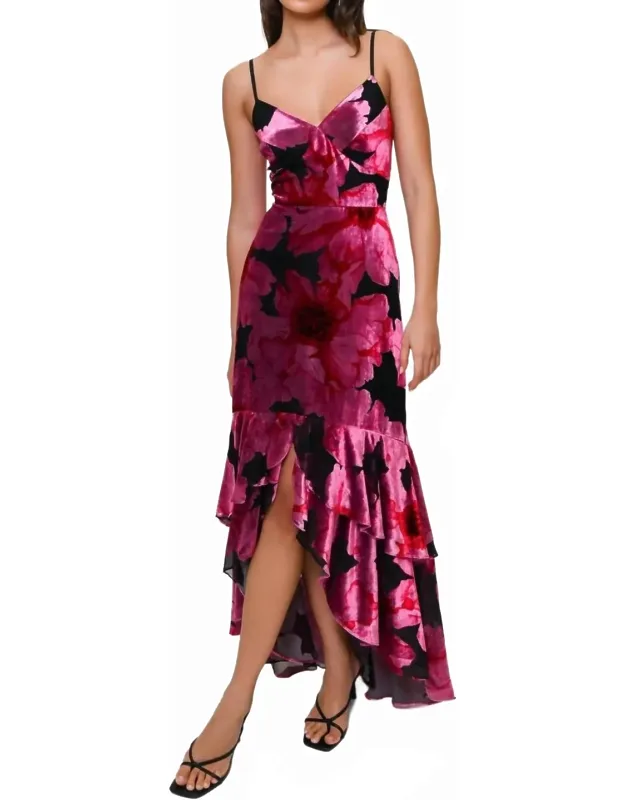 Fitted Bodice Tiered High Low Dress