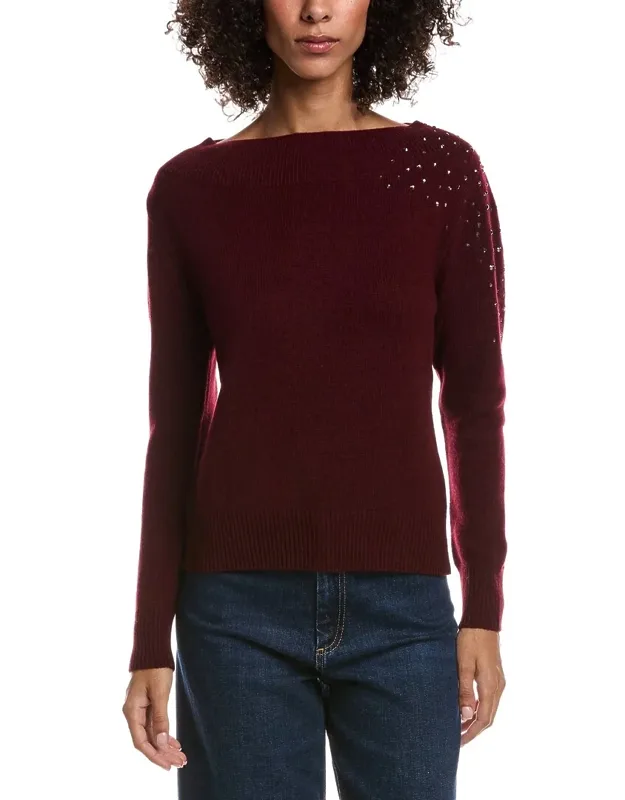 Crystal Cluster Off Shoulder Wool & Cashmere-blend Sweater
