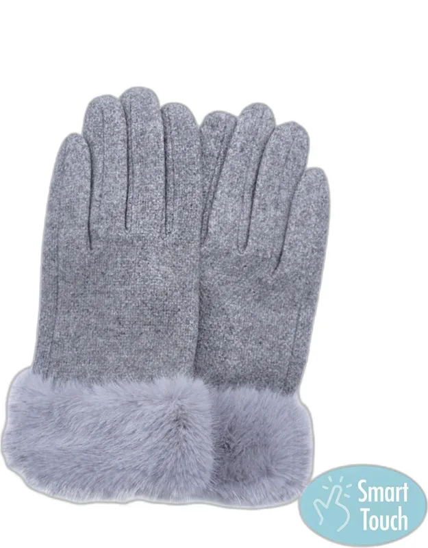 Fuzzy Fur Collar Smart Touch Gloves