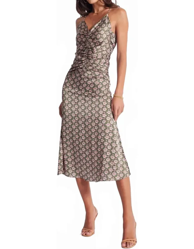 Adria Ruched Front Midi Dress