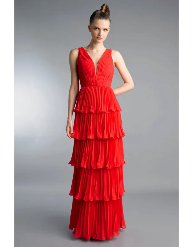Multi Tier Pleated Evening Dress