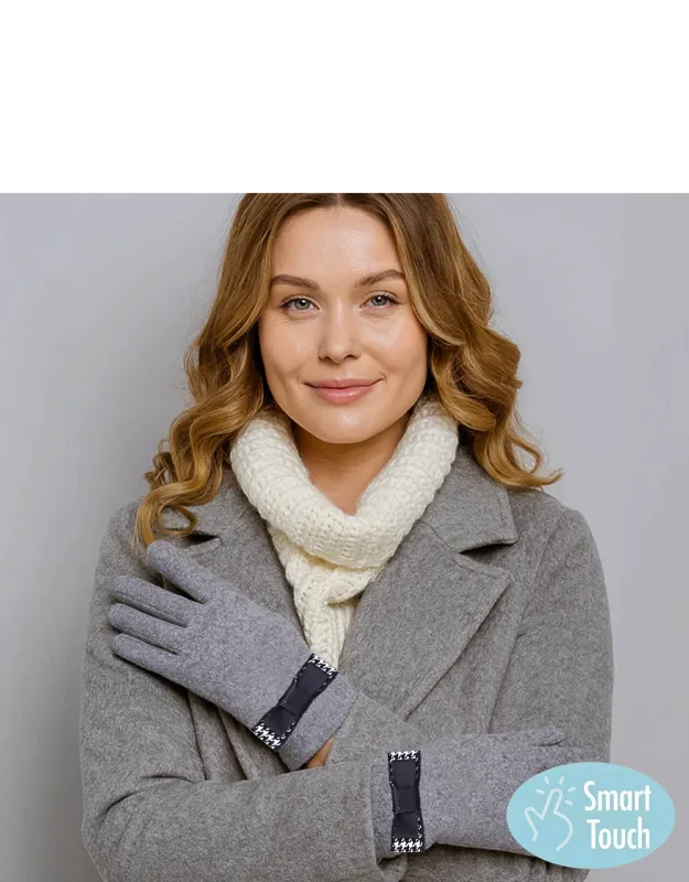Decorative Bow Accent Elegant Smart Touch Gloves
