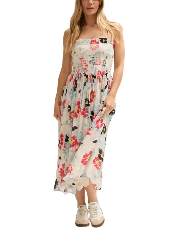 Jessica Detachable Strap Poppy Print Midi Dress