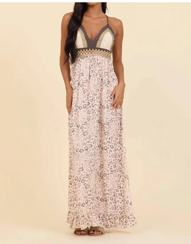 Leopard Crochet Maxi Dress