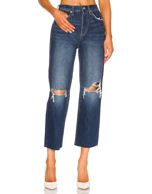 Cassie Crop Super High Rise Straight Distressed Jeans