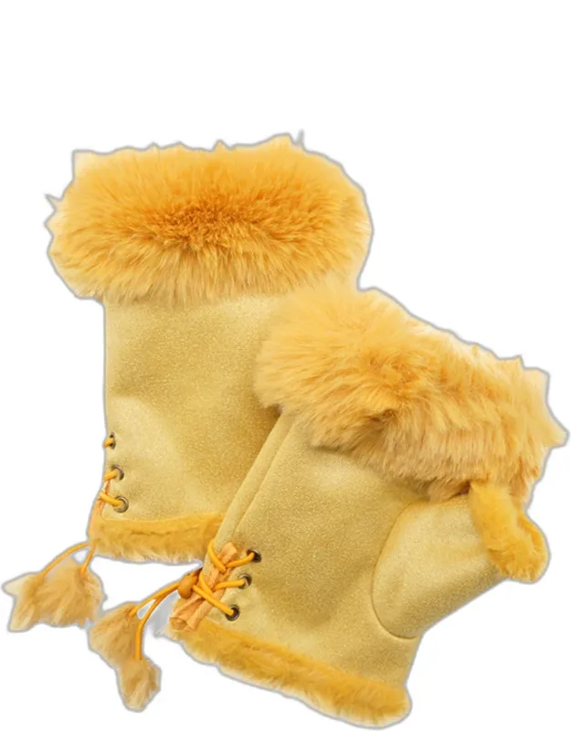 Faux Fur Trim Fingerless Gloves