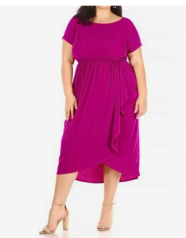 Scoop Neck Ruffle Wrap Midi Dress