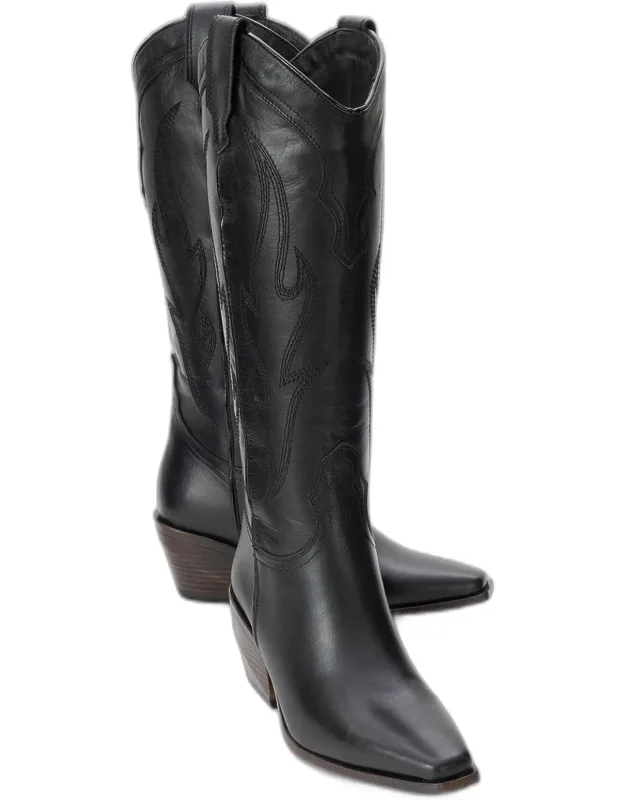 Leather Western Knee High Boot