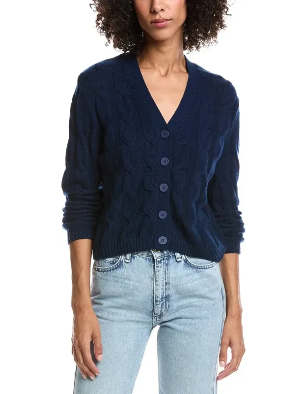 Wool & Cashmere-blend Cable V-neck Cardigan