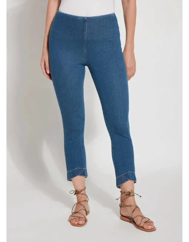 Crop Denim Leggings With Back Pockets
