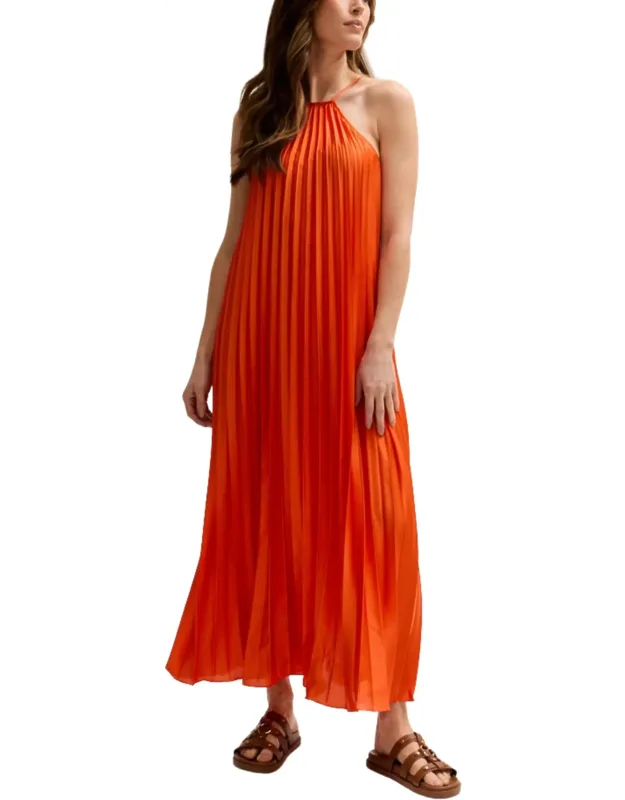 Philomena Halter Neck Pleated Maxi Dress