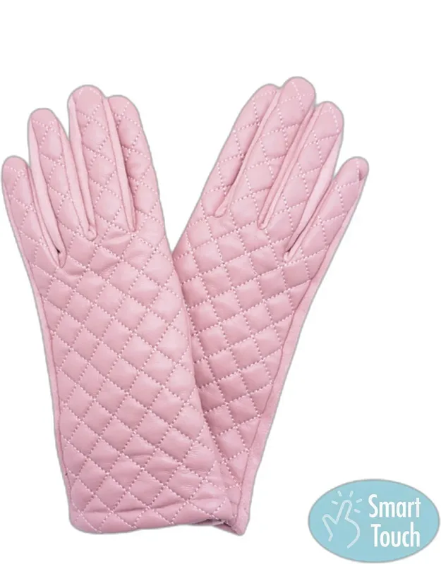 Faux Leather Quilted Smart Touch Gloves